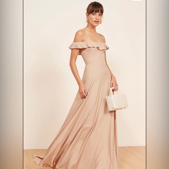 Reformation Verbana Dress in Champagne - Picture 2 of 4